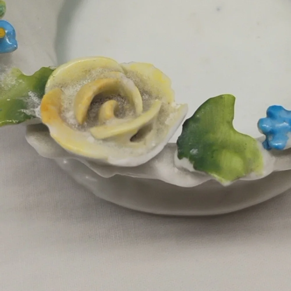 Elfinware Germany Vintage 3pc Salt Dip Cellar 1‎ Flawed Porcelain Basket Flowers